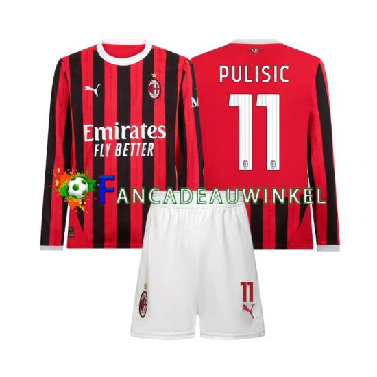 AC Milan Wedstrijdshirt met Korting Christian Pulisic 11 Thuis Kind 2024-25 Lange Mouw