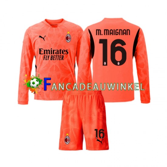 AC Milan Wedstrijdshirt met Korting Mike Maignan 16 Keepersshirt Vierde Kind 2024-25 Lange Mouw