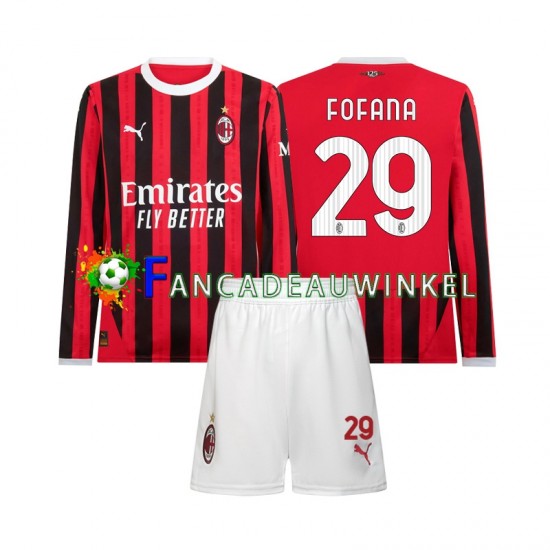 AC Milan Wedstrijdshirt met Korting Youssouf Fofana 29 Thuis Kind 2024-25 Lange Mouw