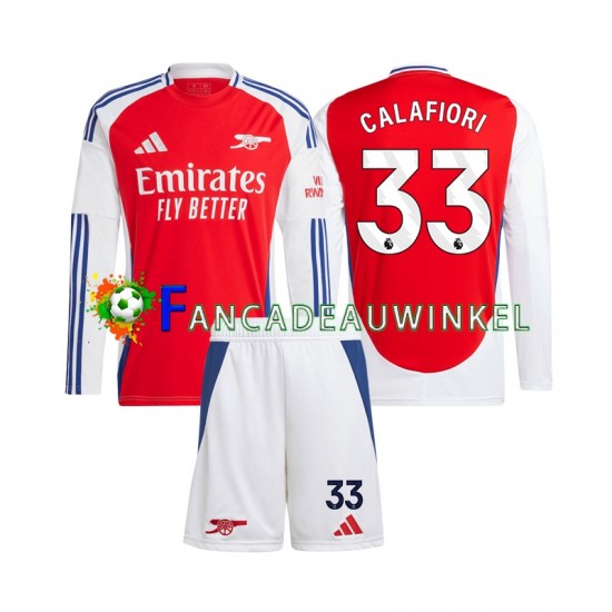 Arsenal Wedstrijdshirt met Korting Riccardo Calafiori 33 Thuis Kind 2024-25 Lange Mouw