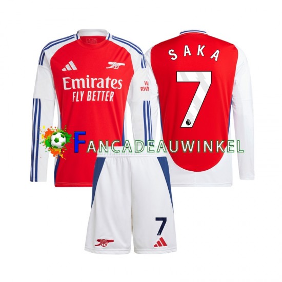 Arsenal Wedstrijdshirt met Korting SAKA 7 Thuis Kind 2024-25 Lange Mouw