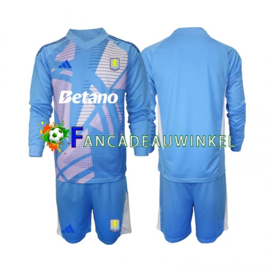 Aston Villa Wedstrijdshirt met Korting Keepersshirt 3rd Blauw Kind 2024-25 Lange Mouw