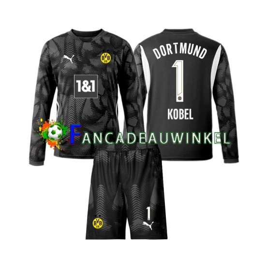 Borussia Dortmund Wedstrijdshirt met Korting Gregor Kobel 1 Keepersshirt Vierde Kind 2024-25 Lange Mouw