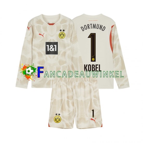 Borussia Dortmund Wedstrijdshirt met Korting Gregor Kobel 1 Keepersshirt Thuis Kind 2024-25 Lange Mouw