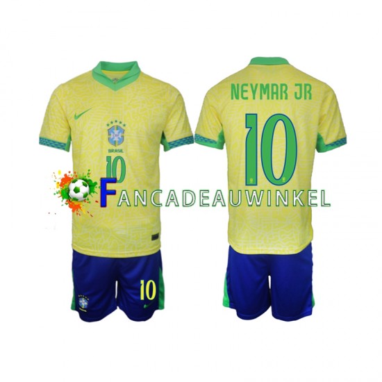 Brazilië Wedstrijdshirt met Korting Neymar JR 10 Thuis Kind 2024 Korte Mouw