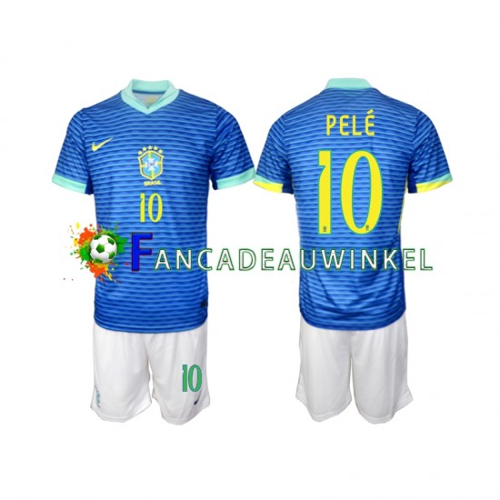 Brazilië Wedstrijdshirt met Korting PELE 10 Uit Kind 2024 Korte Mouw