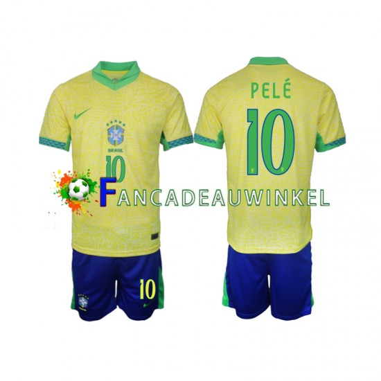 Brazilië Wedstrijdshirt met Korting PELE 10 Thuis Kind 2024 Korte Mouw