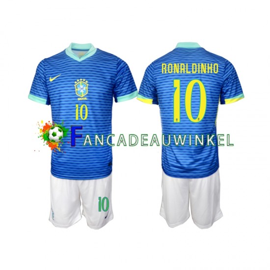 Brazilië Wedstrijdshirt met Korting Ronaldinho 10 Uit Kind 2024 Korte Mouw