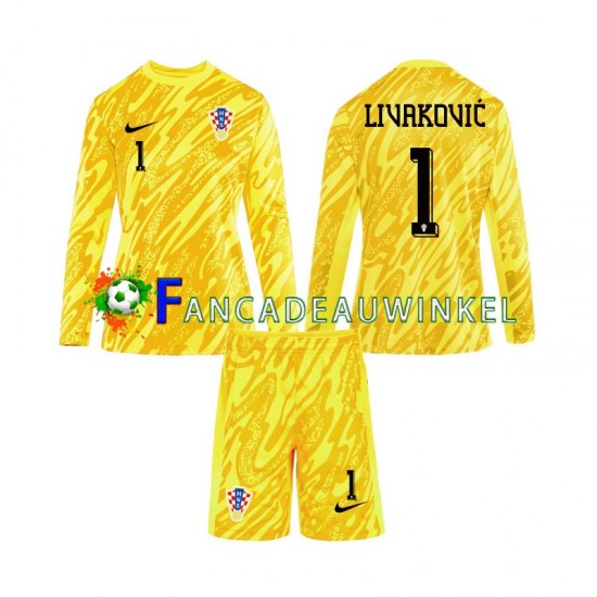 Kroatië Wedstrijdshirt met Korting DOMINIK LIVAKOVIC 1 Keepersshirt Thuis Kind EK 2024 Lange Mouw