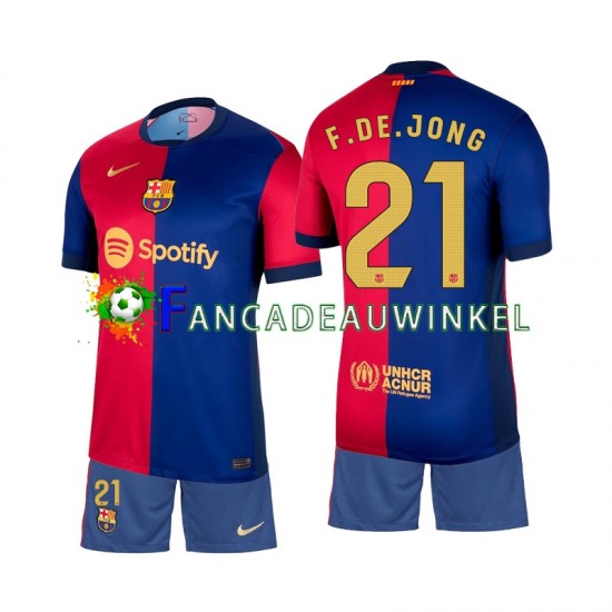 FC Barcelona Wedstrijdshirt met Korting Frenkie de Jong 21 Thuis Kind 2024-25 Korte Mouw