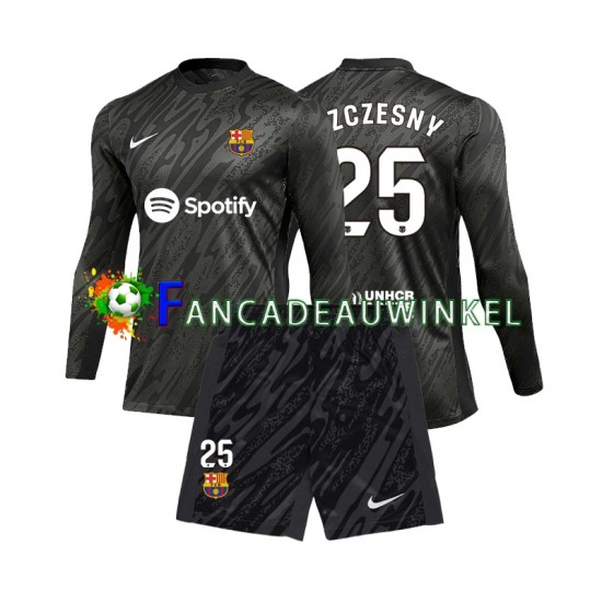 FC Barcelona Wedstrijdshirt met Korting Wojciech Szczesny 25 Keepersshirt Uit Kind 2024-25 Lange Mouw