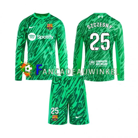 FC Barcelona Wedstrijdshirt met Korting Wojciech Szczesny 25 Keepersshirt Thuis Kind 2024-25 Lange Mouw