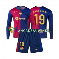 FC Barcelona Wedstrijdshirt met Korting Lamine Yamal 19 Thuis Kind 2024-25 Lange Mouw