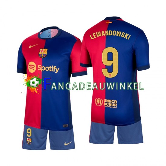 FC Barcelona Wedstrijdshirt met Korting Lewandowski 9 Thuis Kind 2024-25 Korte Mouw