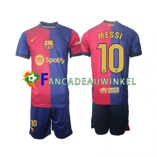 FC Barcelona Wedstrijdshirt met Korting Lionel Messi 10 Thuis Kind 2024-25 Korte Mouw