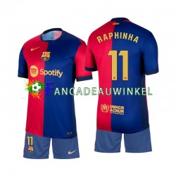 FC Barcelona Wedstrijdshirt met Korting Raphinha 11 Thuis Kind 2024-25 Korte Mouw