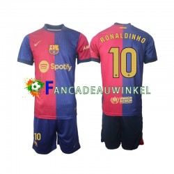 FC Barcelona Wedstrijdshirt met Korting Ronaldinho 10 Thuis Kind 2024-25 Lange Mouw