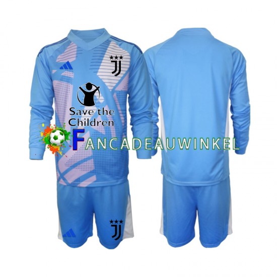 Juventus Wedstrijdshirt met Korting Keepersshirt Thuis Blauw Kind 2024-25 Lange Mouw