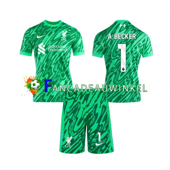 Liverpool Wedstrijdshirt met Korting Alisson Becker 1 Keepersshirt Uit Kind 2024-25 Korte Mouw