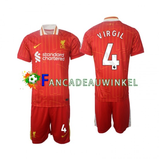 Liverpool Wedstrijdshirt met Korting Virgil 4 Thuis Kind 2024-25 Korte Mouw