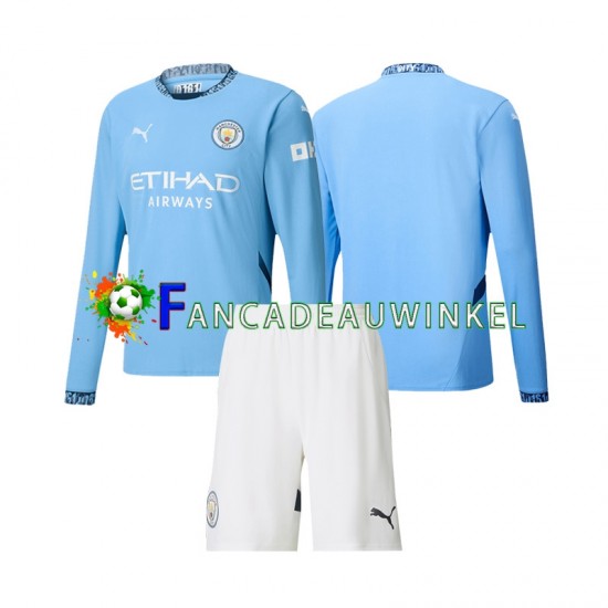 Manchester City Wedstrijdshirt met Korting Thuis Kind 2024-25 Lange Mouw