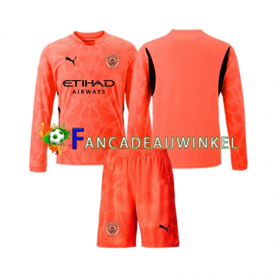 Manchester City Wedstrijdshirt met Korting Keepersshirt Uit Kind 2024-25 Lange Mouw