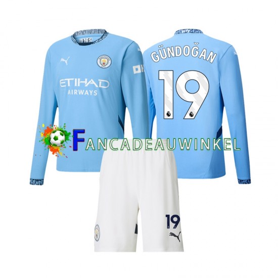 Manchester City Wedstrijdshirt met Korting Gundogan 19 Thuis Kind 2024-25 Lange Mouw