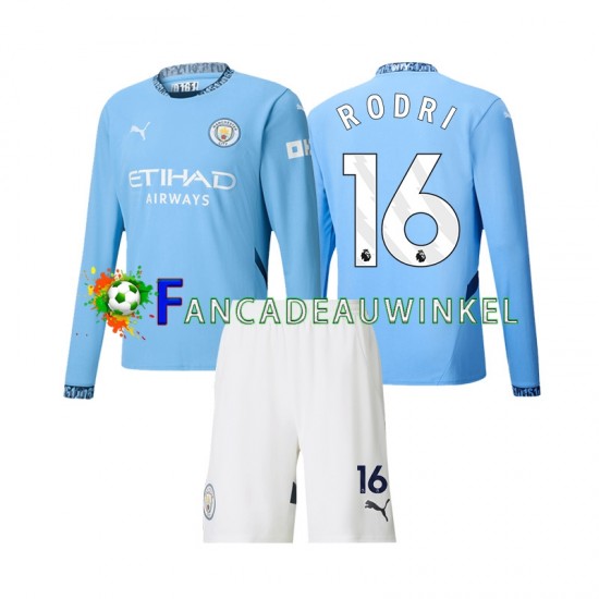 Manchester City Wedstrijdshirt met Korting Rodri 16 Thuis Kind 2024-25 Lange Mouw