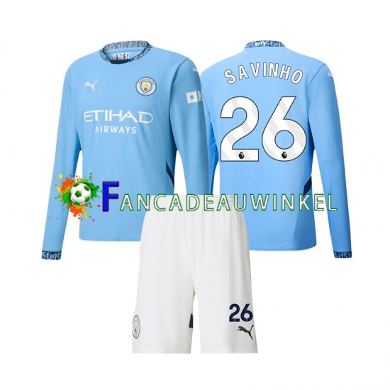 Manchester City Wedstrijdshirt met Korting Savinho 26 Thuis Kind 2024-25 Lange Mouw