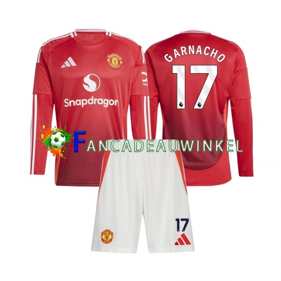 Manchester United Wedstrijdshirt met Korting Alejandro Garnacho 17 Thuis Kind 2024-25 Lange Mouw