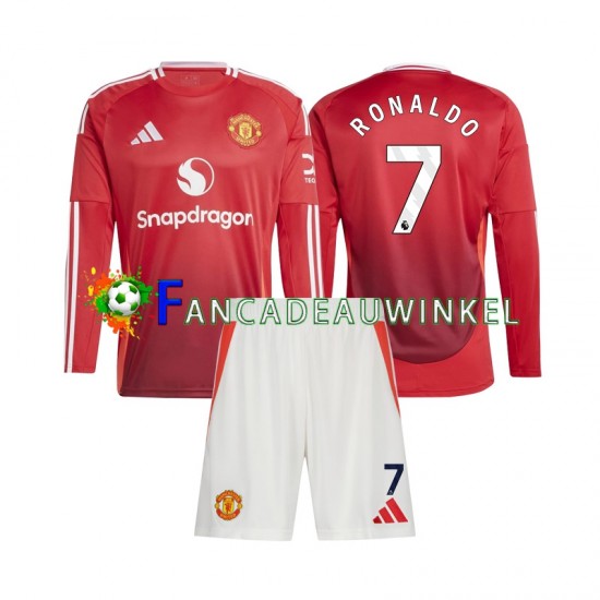 Manchester United Wedstrijdshirt met Korting Cristiano Ronaldo 7 Thuis Kind 2024-25 Lange Mouw