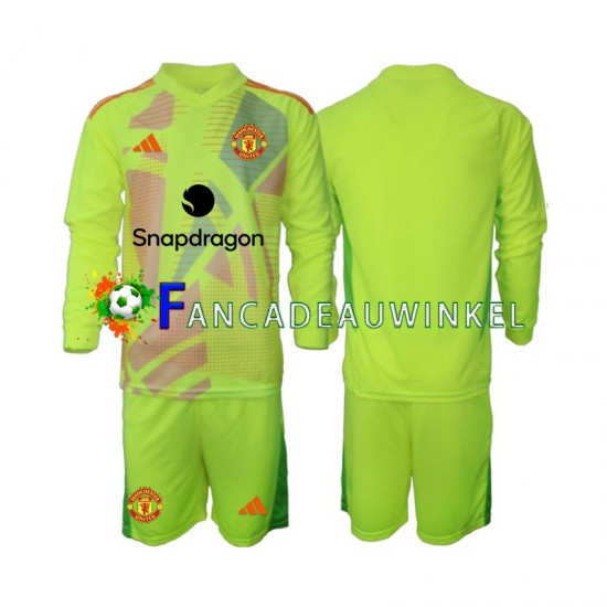 Manchester United Wedstrijdshirt met Korting Keepersshirt Uit Kind 2024-25 Lange Mouw