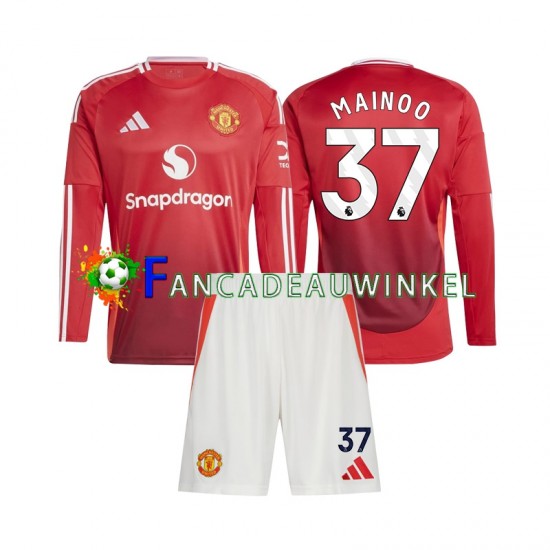 Manchester United Wedstrijdshirt met Korting Kobbie Mainoo 37 Thuis Kind 2024-25 Lange Mouw