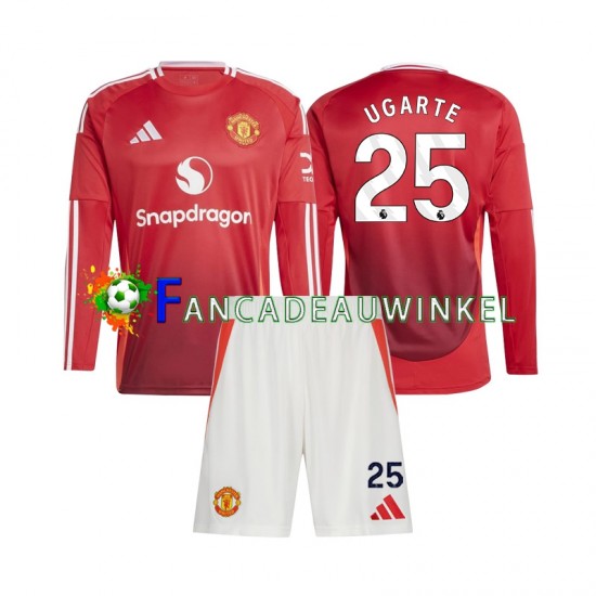 Manchester United Wedstrijdshirt met Korting Manuel Ugarte 25 Thuis Kind 2024-25 Lange Mouw