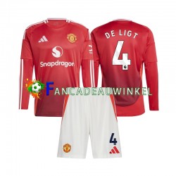 Manchester United Wedstrijdshirt met Korting Matthijs de Ligt 4 Thuis Kind 2024-25 Lange Mouw