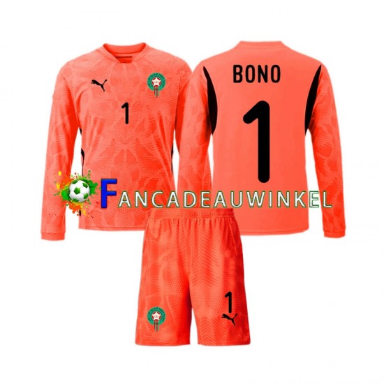 Marokko Wedstrijdshirt met Korting Yassine Bounou 1 Keepersshirt Thuis Kind 2024 Lange Mouw