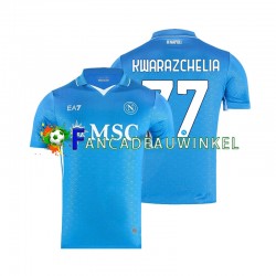 Napoli Wedstrijdshirt met Korting Khvicha Kvaratskhelia 77 Thuis Heren 2024-25 Korte Mouw