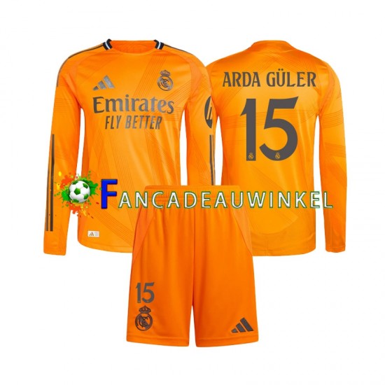 Real Madrid Wedstrijdshirt met Korting Arda Guler 15 Uit Kind 2024-25 Lange Mouw