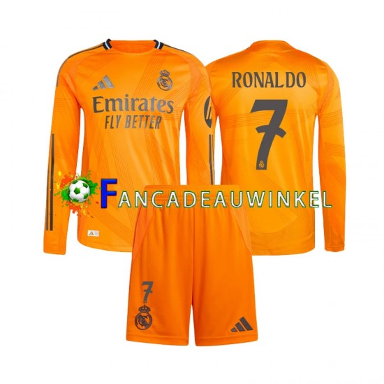 Real Madrid Wedstrijdshirt met Korting Cristiano Ronaldo 7 Uit Kind 2024-25 Lange Mouw