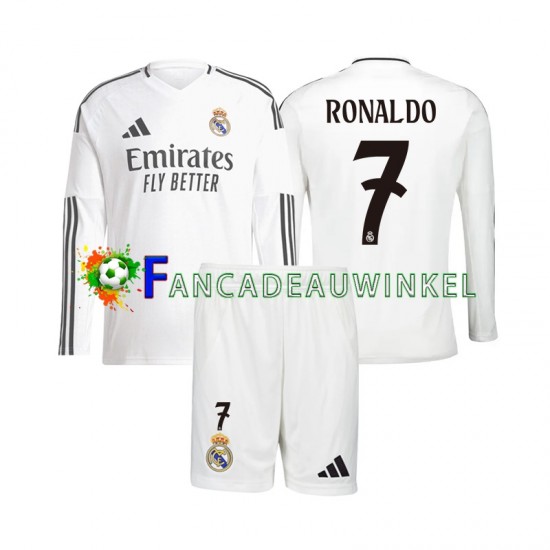 Real Madrid Wedstrijdshirt met Korting Cristiano Ronaldo 7 Thuis Kind 2024-25 Lange Mouw