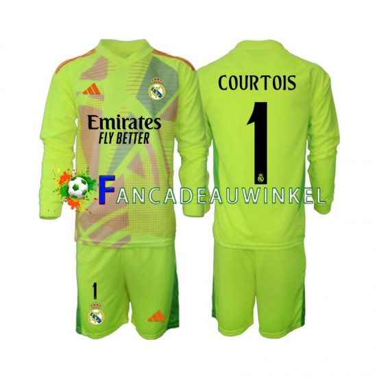 Real Madrid Wedstrijdshirt met Korting COURTOIS 1 Keepersshirt Vierde Kind 2024-25 Lange Mouw