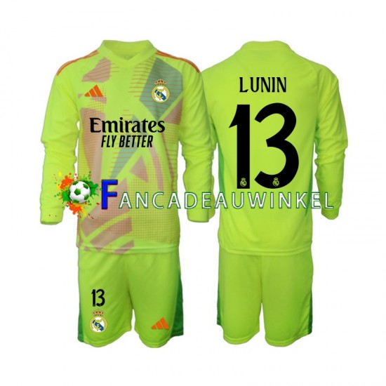 Real Madrid Wedstrijdshirt met Korting Lunin 13 Keepersshirt Vierde Kind 2024-25 Lange Mouw