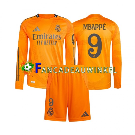 Real Madrid Wedstrijdshirt met Korting Mbappé Kylian 9 Uit Kind 2024-25 Lange Mouw