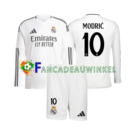 Real Madrid Wedstrijdshirt met Korting Modrić Luka 10 Thuis Kind 2024-25 Lange Mouw