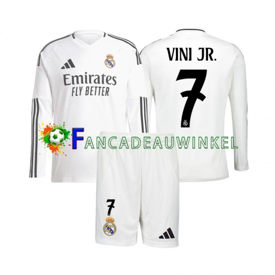 Real Madrid Wedstrijdshirt met Korting Vinicius Junior 7 Thuis Kind 2024-25 Lange Mouw