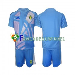 Zweden Wedstrijdshirt met Korting Keepersshirt Uit Blauw Kind 2024 Korte Mouw