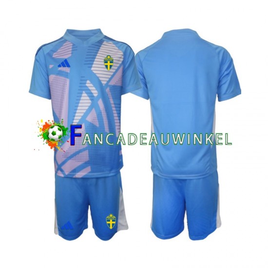 Zweden Wedstrijdshirt met Korting Keepersshirt Uit Blauw Kind 2024 Korte Mouw