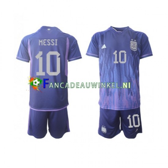 Argentinië Wedstrijdshirt met Korting Lionel Messi 10 Uit Kind WK 2022 Korte Mouw