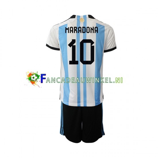 Argentinië Wedstrijdshirt met Korting Maradona 10 Thuis Kind WK 2022 Korte Mouw