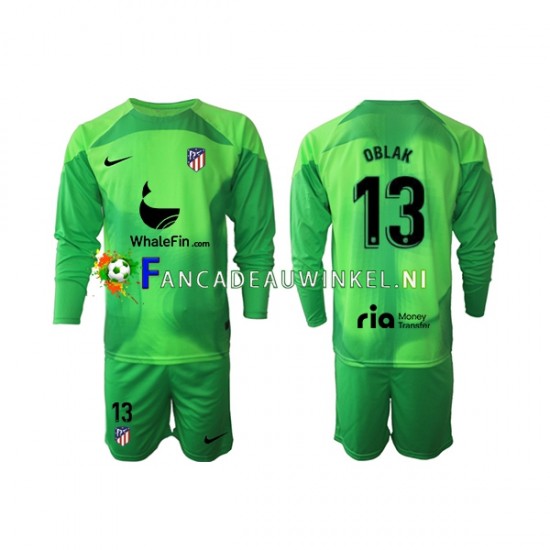 Atlético Madrid Wedstrijdshirt met Korting Jan Oblak 13 Keepersshirt Thuis Kind 2022-23 Lange Mouw